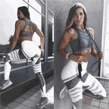 2019 Mesh Patchwork Sports Bra Crop Top+Plus Size XXXL Women Geometric Push Up Tight Leggings Yoga Pants Gym Clothing Sportswear