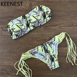 KEENEST Pad Support Swimsuit Bikini Set Bandage Swimwear Beach Wear Bathing Suits Women