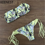 KEENEST Pad Support Swimsuit Bikini Set Bandage Swimwear Beach Wear Bathing Suits Women