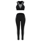 Sexy Mesh 2pcs Yoga Set Jogging Women Suit Set Sport Women Fitness Gym Yoga Shirt Sports Women'S Clothing Womens Exercise Sets